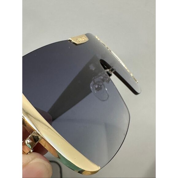Chanel Shield Sunglasses Black Gold Rimless Y2K Designer Shades AS IS main image 7